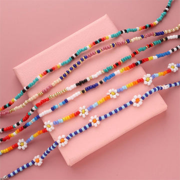 Bohemian Flower Daidy Colorful Beads Anklets For Women Party Adjustable Bracelet On Leg Foot Summer Beach Jewelry Gifts daiiibabyyy